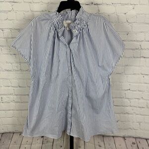 Pomander Place Blue and White Striped Blouse